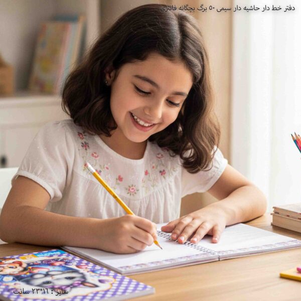 دفتر خط دار حاشیه دار سیمی 50 برگ بچگانه فانتزی 8